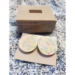 NEW vintage 1986 Avon country garden pastel floral circle earrings